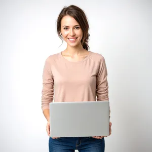 Happy professional businesswoman smiling in studio portrait
