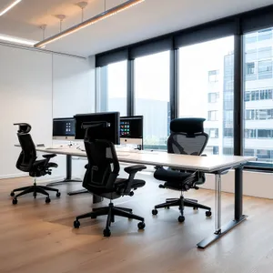 Modern office interior with computer on desk