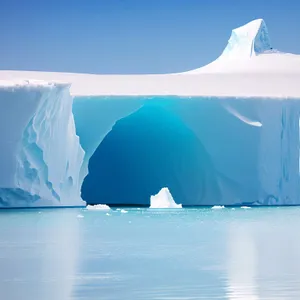 Serene Arctic Ocean Glacier Amid Snowy Mountain Peaks