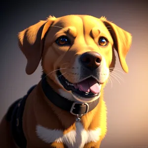 Adorable brown puppy sitting with collar