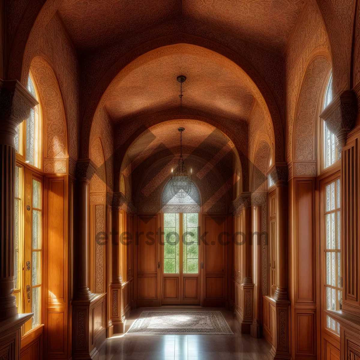 Picture of Stunning Gothic Cathedral Interior with Illuminated Arches