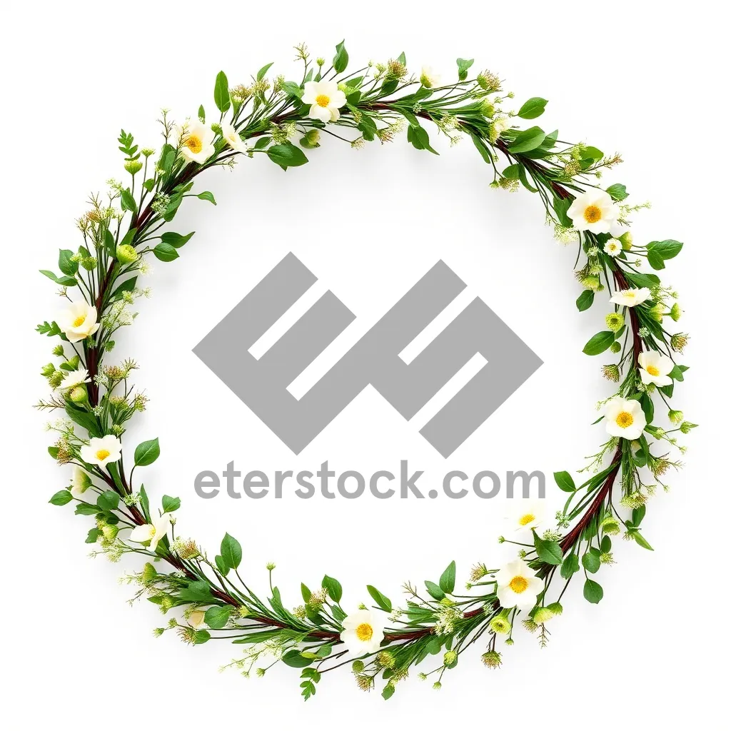 Picture of Floral holiday card border with plant and leaf ornament.