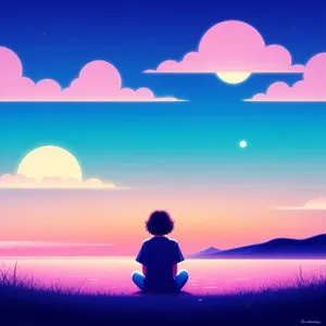 Vibrant Summer Sky Silhouette Over Meadow