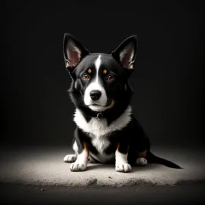 Cute Black Border Collie Dog Portrait