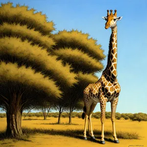 Tall Giraffe in Wild Safari Park