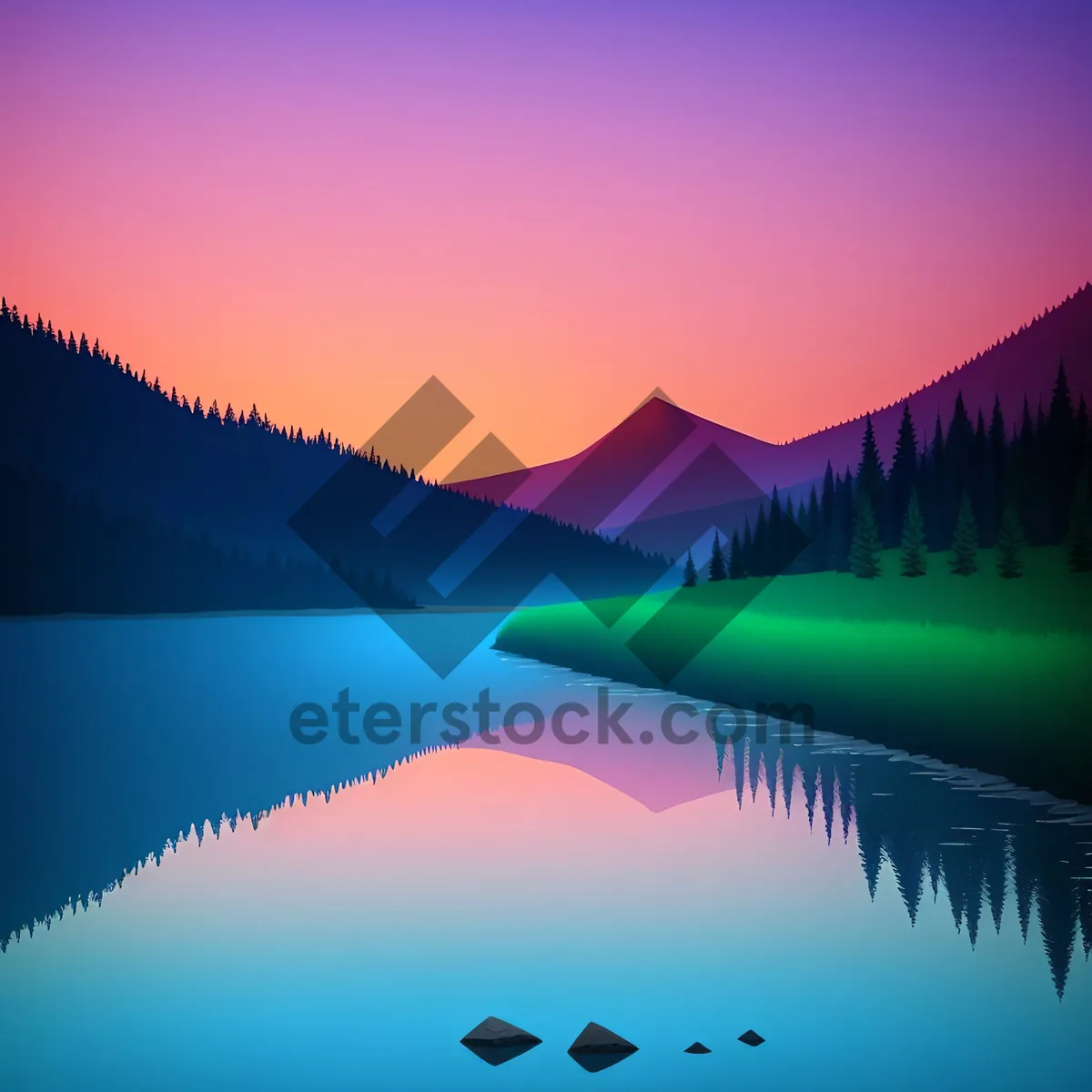 Picture of Serene Sunset Reflection on Lake