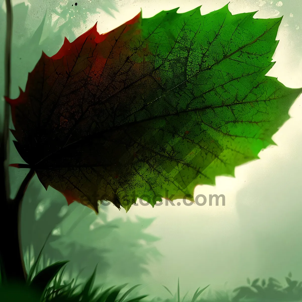 Picture of Vibrant Maple Leaf in Autumn Forest