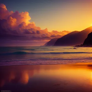 Golden Horizon - Tranquil Sunset Over Ocean