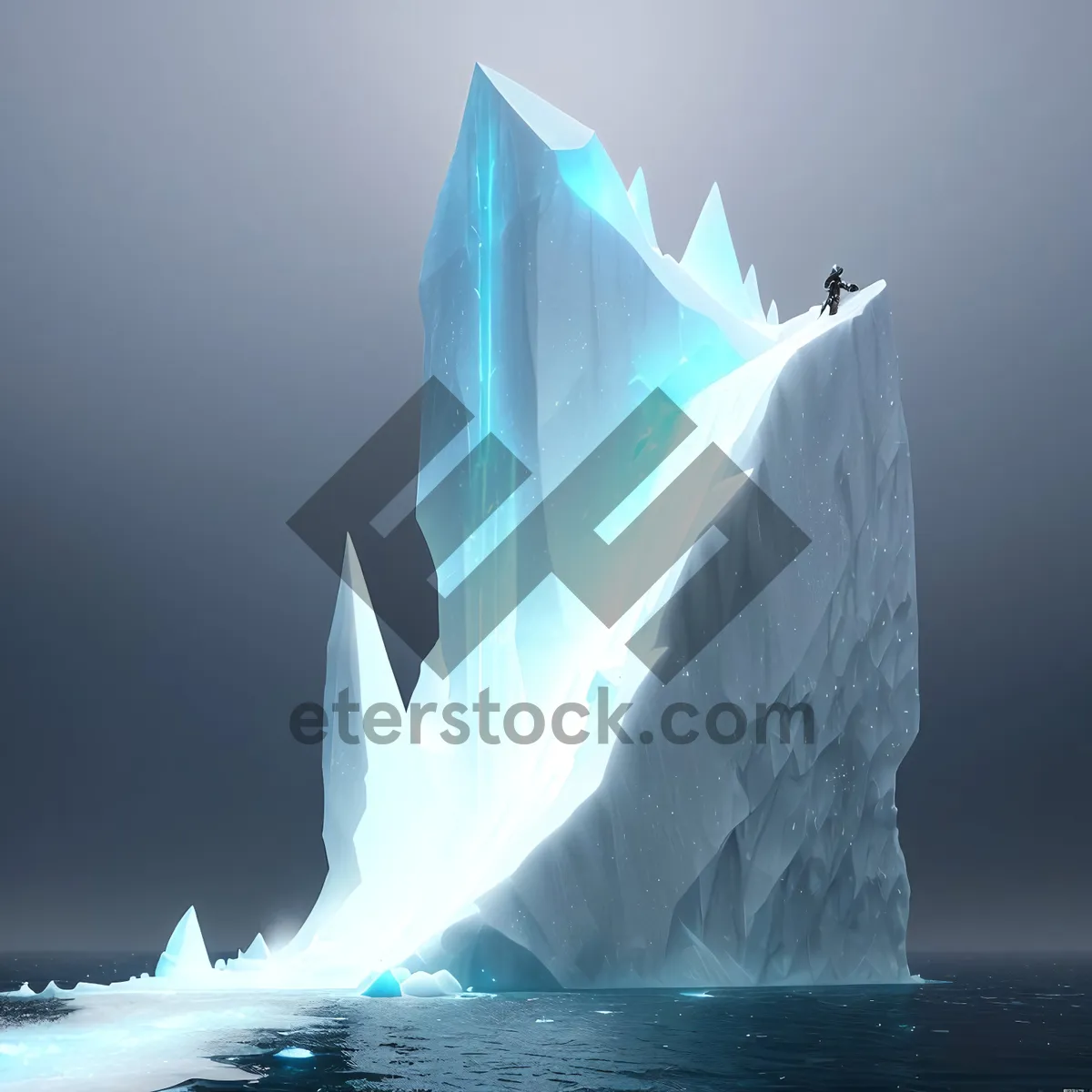 Picture of Breathtaking Arctic Seascape - Majestic Iceberg in Frozen Ocean