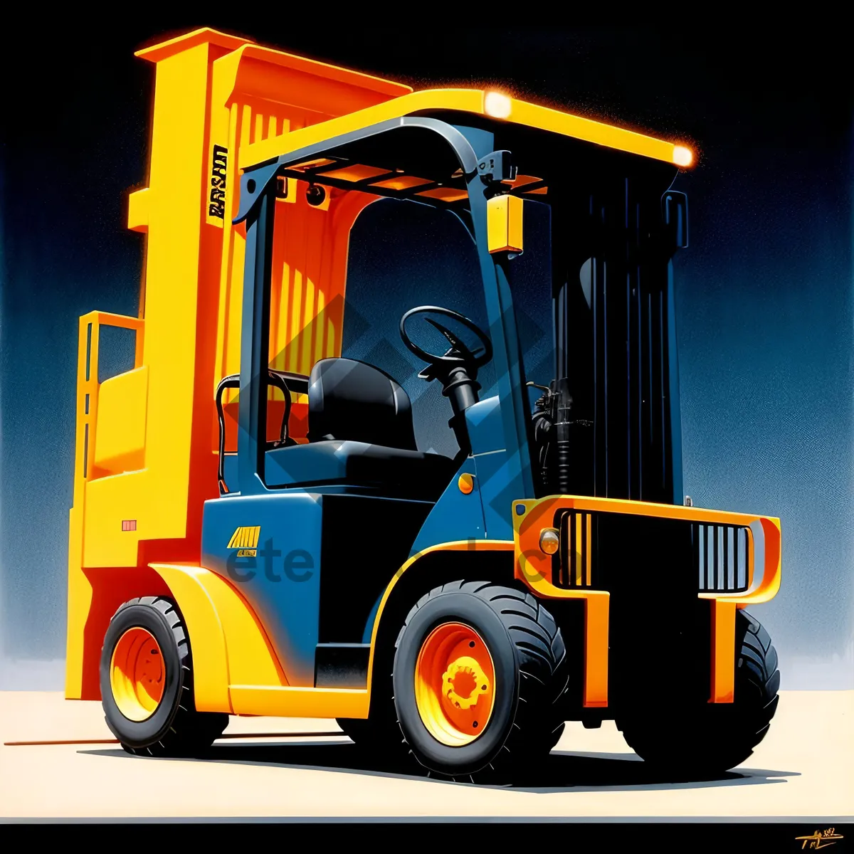 Picture of Yellow Forklift Truck: Heavy Industry Machinery for Efficient Cargo Transportation.