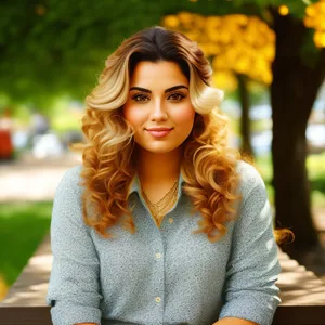 Stylish Smiling Fashion Model in Park