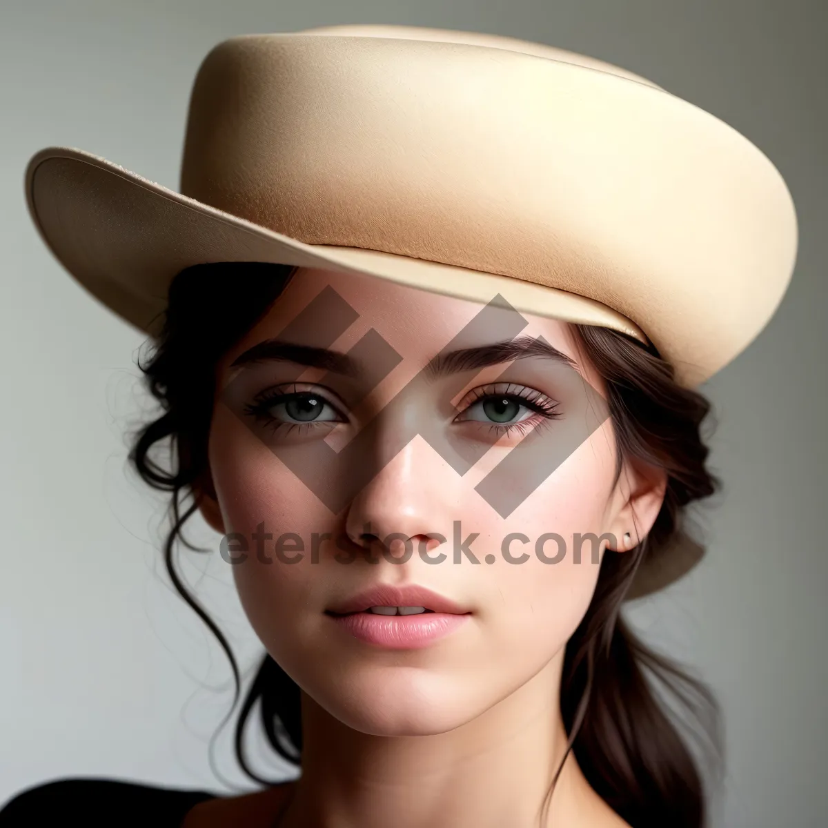 Picture of Stunning Smiling Woman in Cowboy Hat