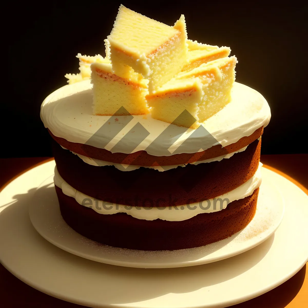 Picture of Sweet Chocolate Cake with Fresh Fruit and Cream