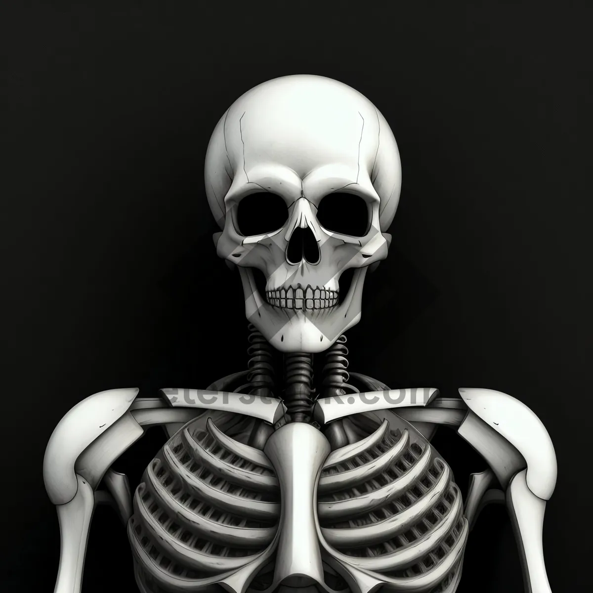 Picture of Terrifying Skeleton Bust with Spooky Mask