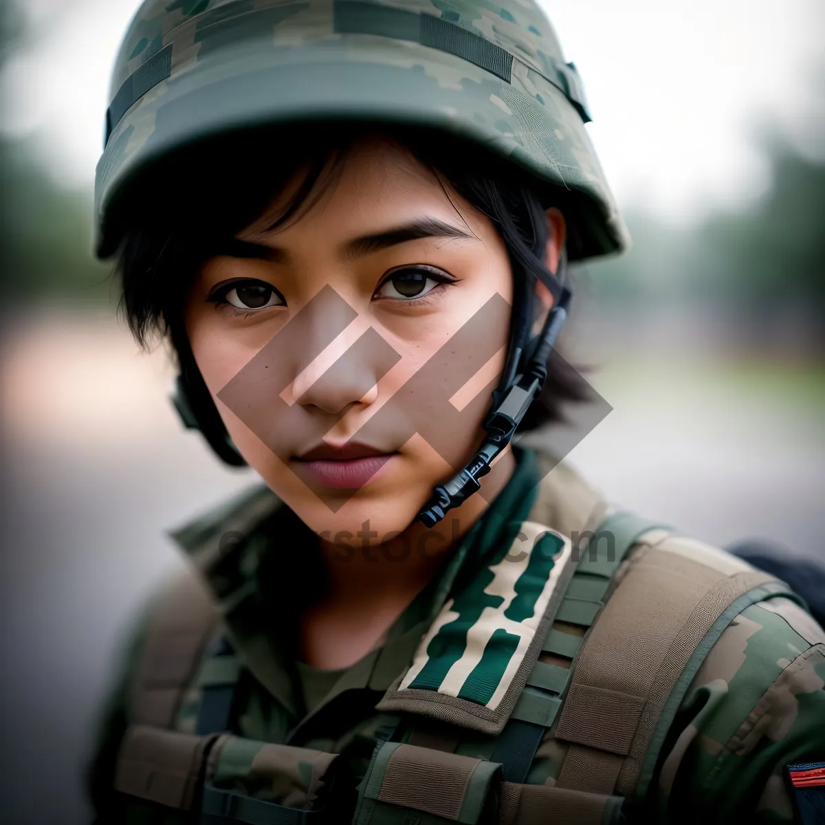 Picture of Smiling Male Photographer in Military Uniform with Camera