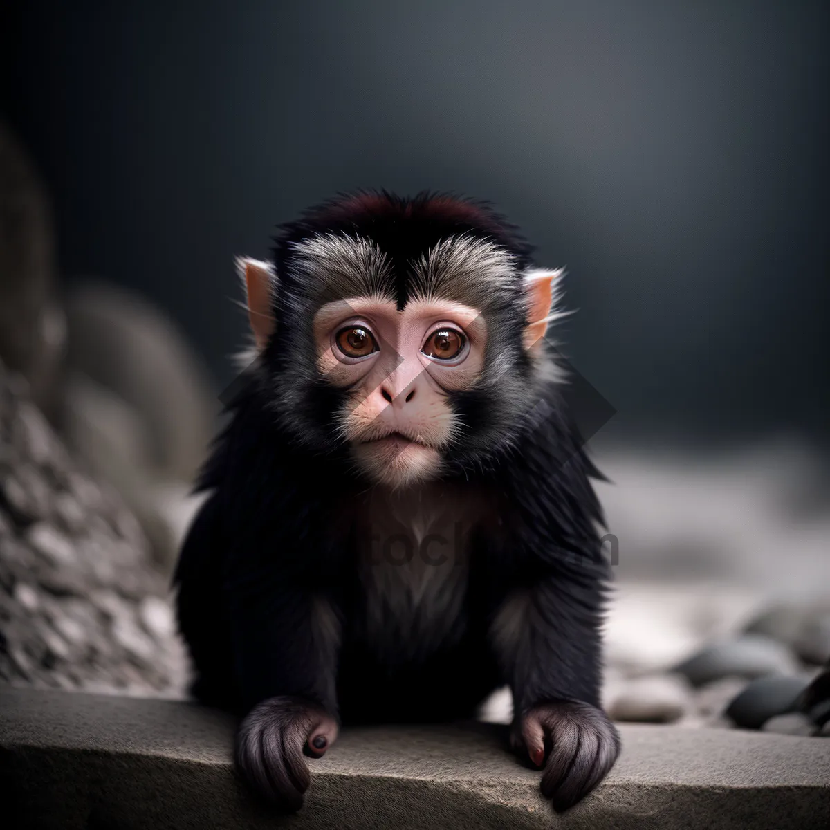 Picture of Adorable Baby Primate Portrait in Wildlife Zoo