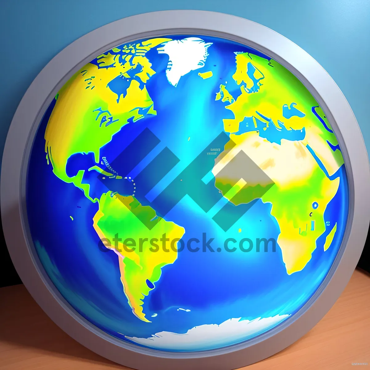 Picture of Global Earth Map Icon with Continent Symbols