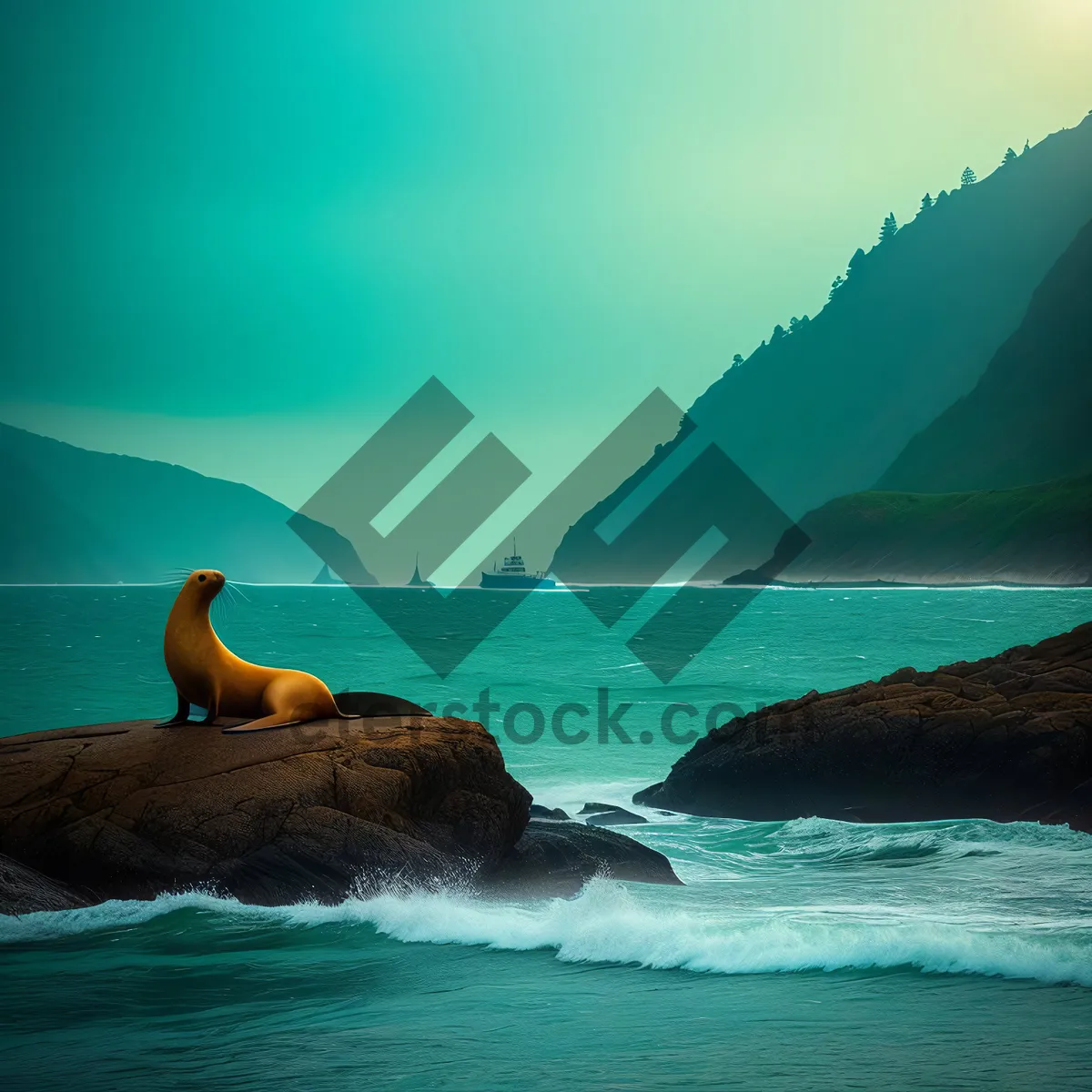 Picture of Turquoise Paradise: Scenic Cliff Overlooking Ocean