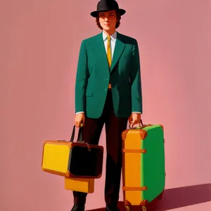 Successful Corporate Businessman with Briefcase and Hat