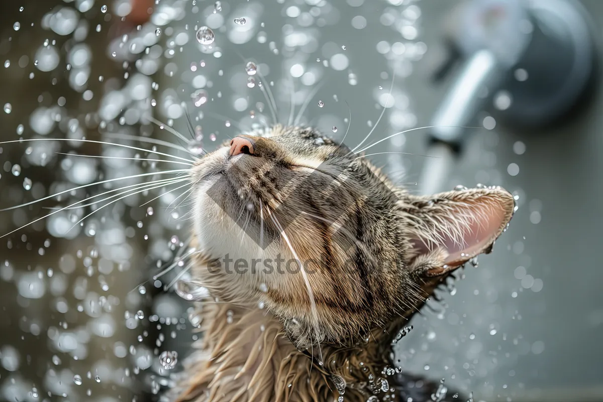 Picture of Furry Cat and Otter Pet Playfully