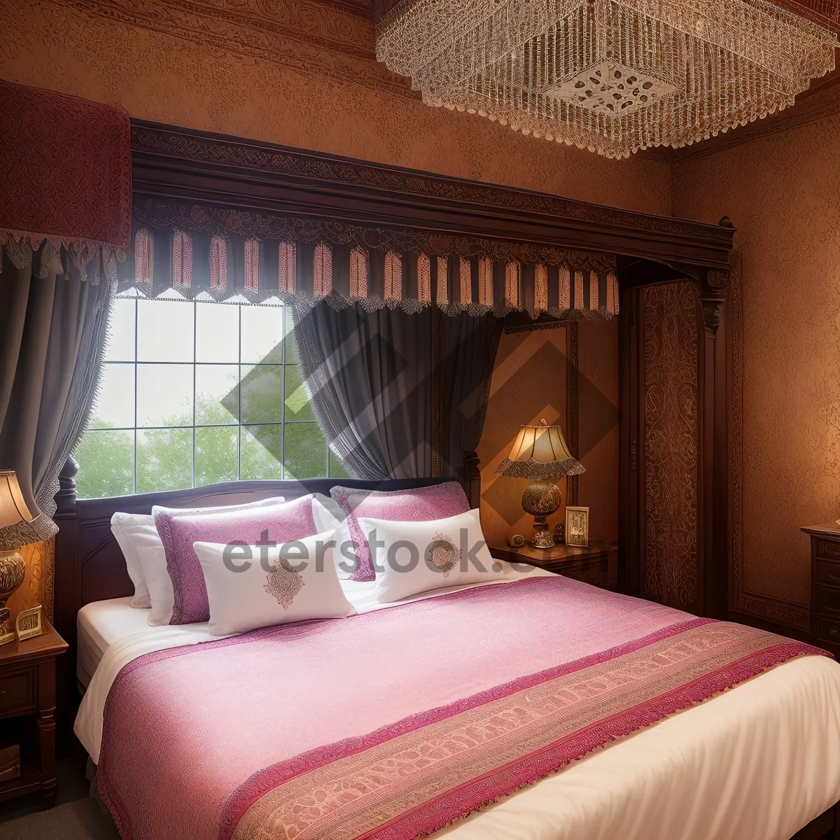 Picture of Luxurious Bedroom Retreat with Four-Poster Bed