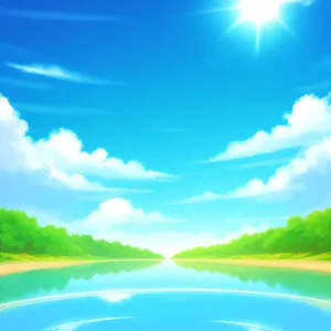 Serene Summer Landscape with Vibrant Sky