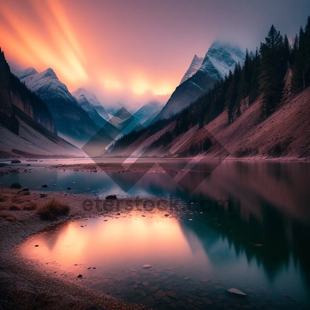 Picture of Majestic Horizon: Sunset Reflection on Lake