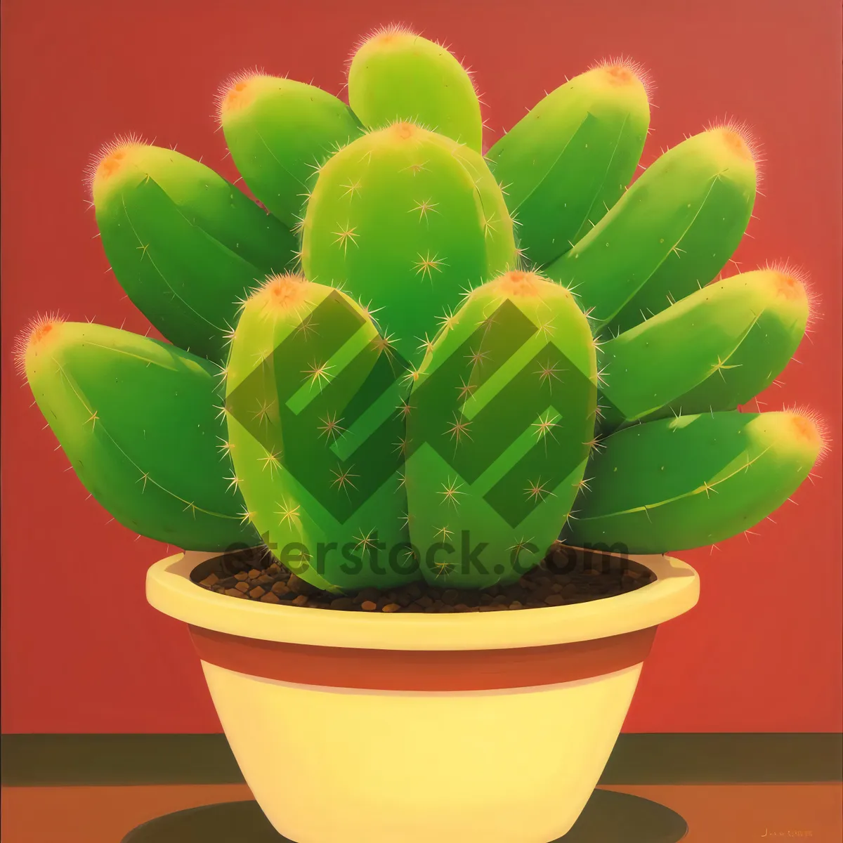 Picture of Vibrant Floral Cactus in Colorful Pot