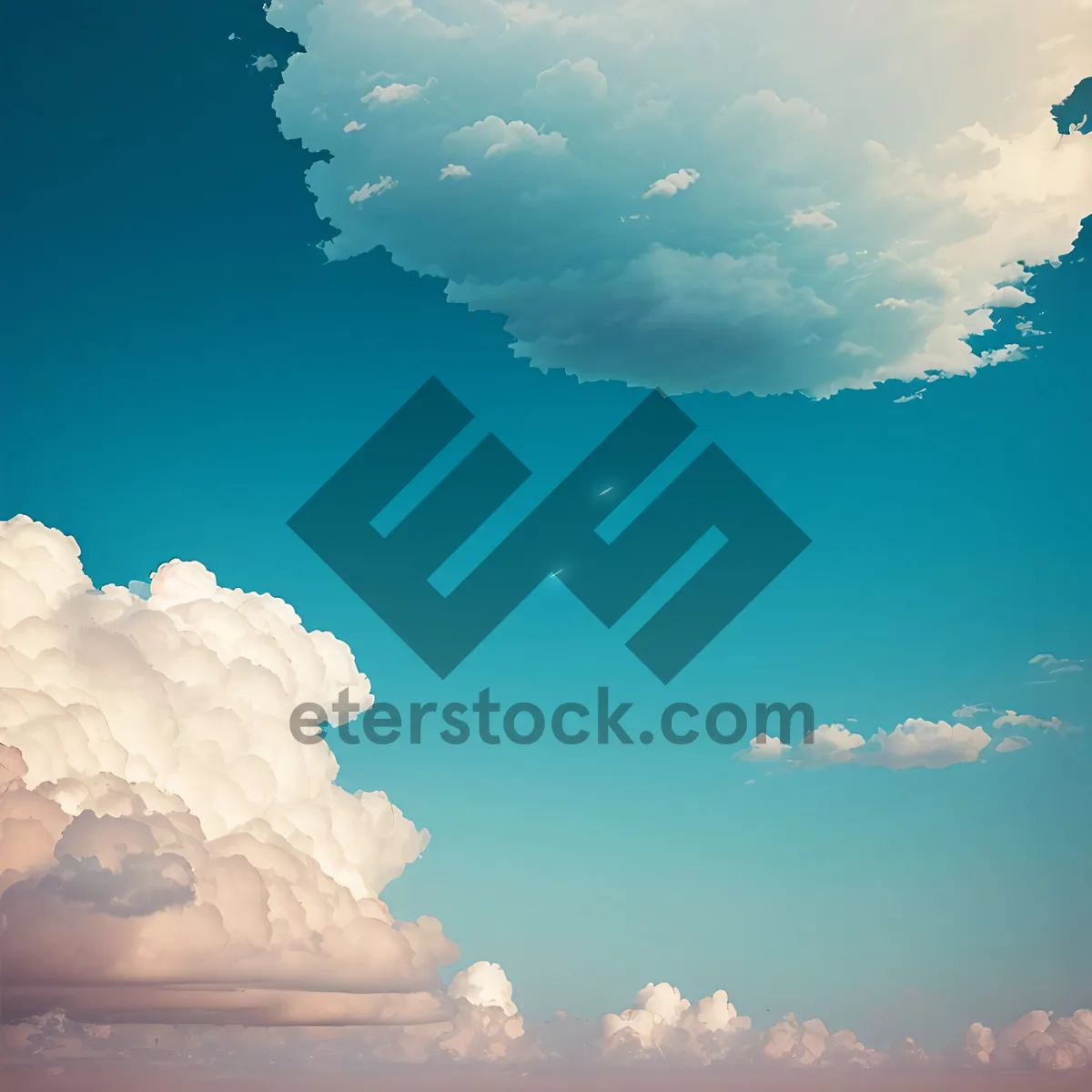 Picture of Vibrant summer skies with billowing cumulus clouds