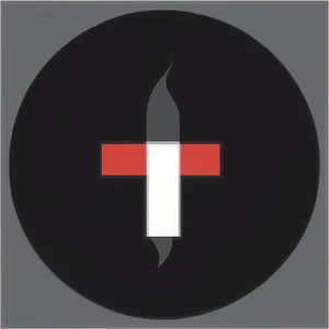 Round Black Button Symbol with Silhouette and Reflection