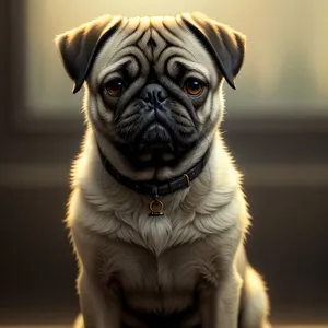 Adorable Wrinkly Pug Puppy Studio Portrait