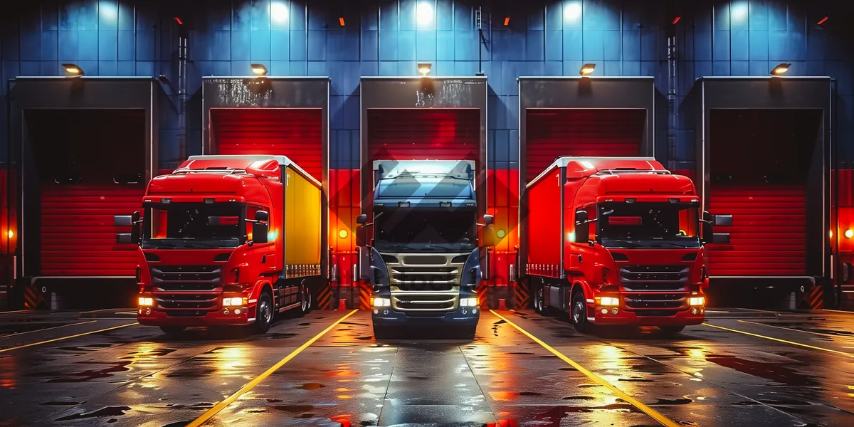 Picture of Fast-moving truck on busy highway.