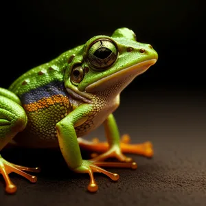 Vibrant Green Tree Frog with Piercing Eyes