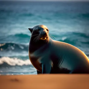 Playful Sealion Splashing in Ocean Waves