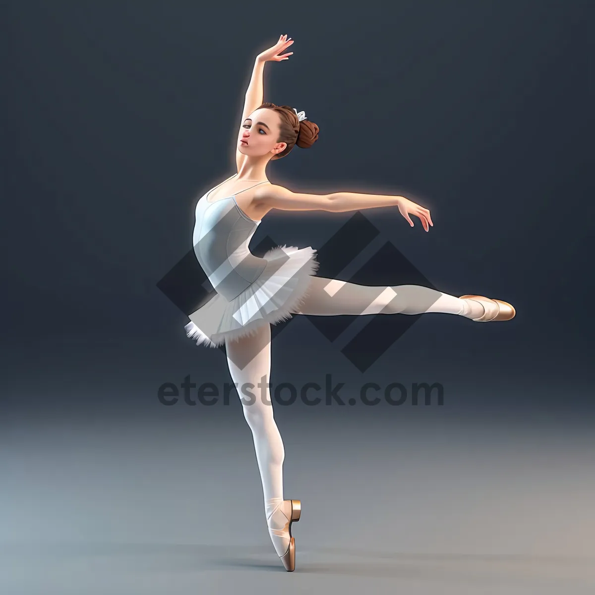 Picture of Dancing Ballerina gracefully balances in mid-air