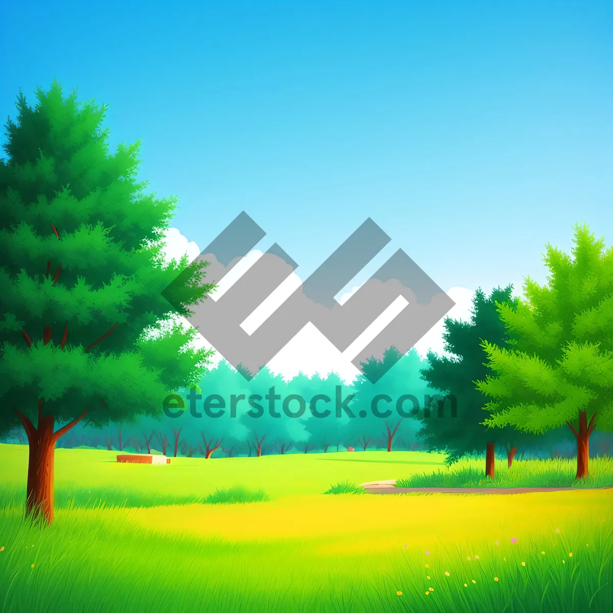 Picture of Vibrant Summer Meadow with Oak Tree Surrounded by Rolling Hills