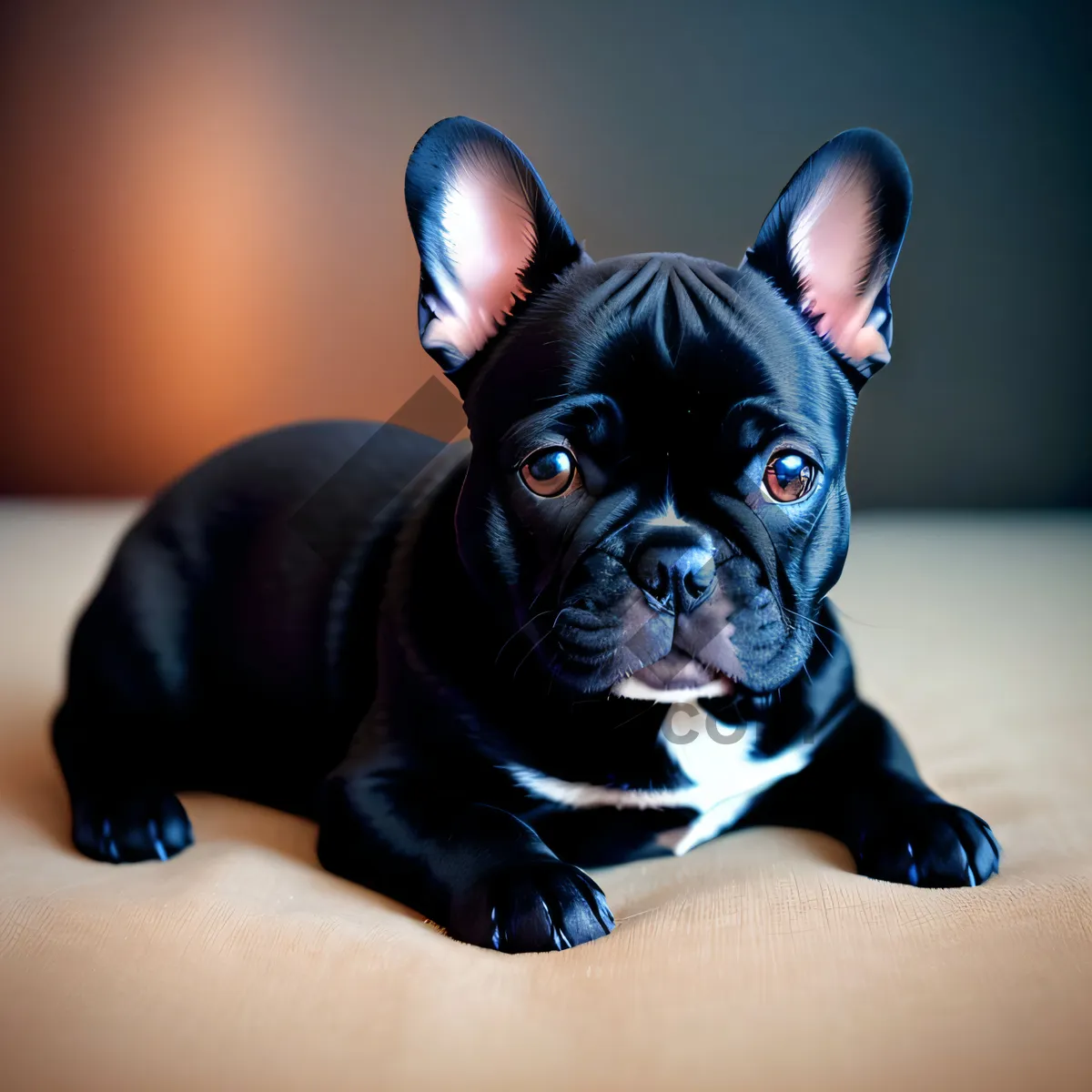 Picture of Cute Bulldog Portrait in Studio Setting