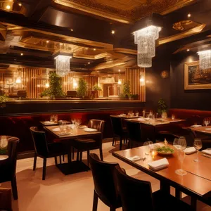 Modern restaurant interior design with glass dining hall