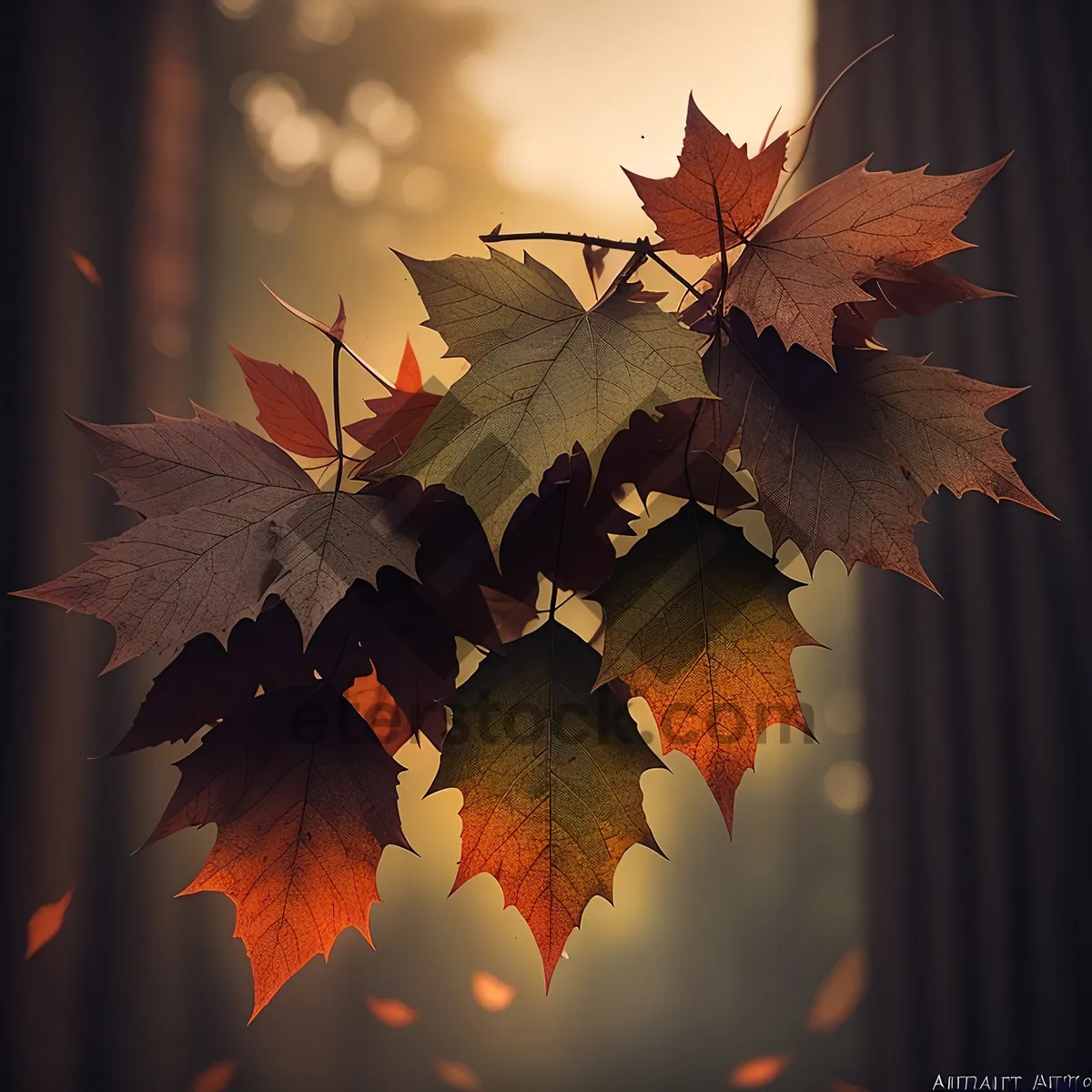 Picture of Golden Maple Leaves in Autumn