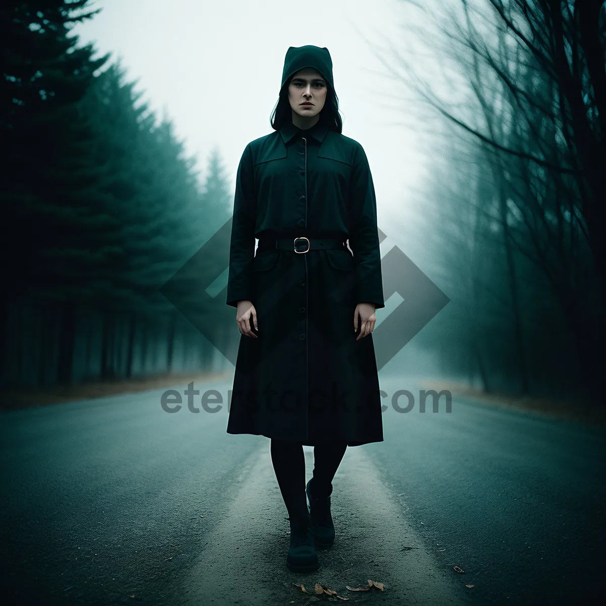 Picture of Fashionable men's black trench coat with style