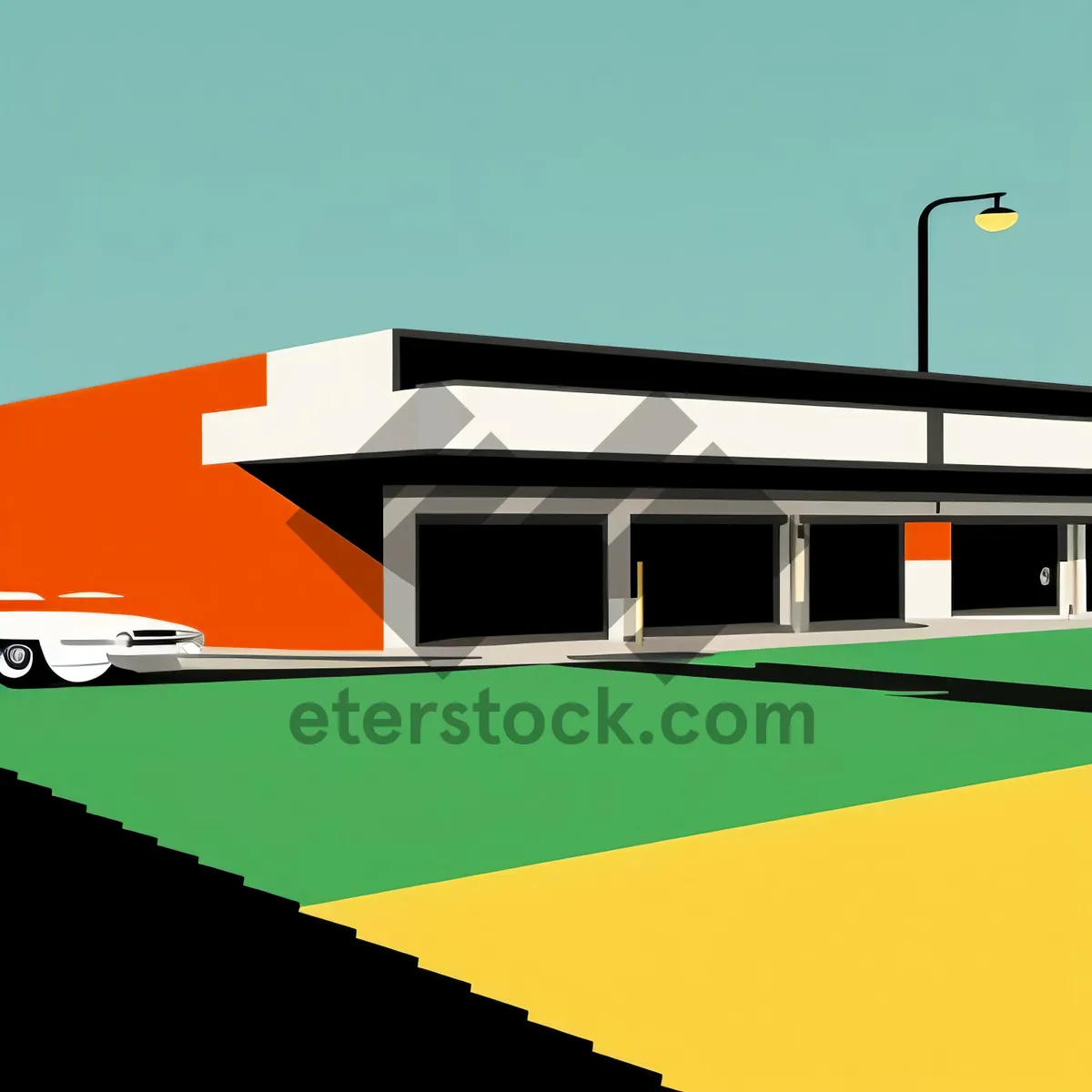 Picture of Symbolic house icon design with flag element