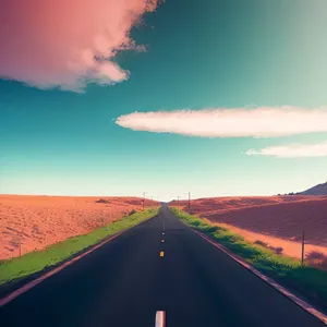 Vivid Summer Road Landscape with Clear Blue Sky