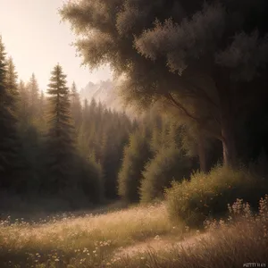 Serene Winter Wonderland: Majestic Mountain Landscape with Fir Trees