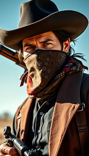 Disguised Man with Black Mask Portrait