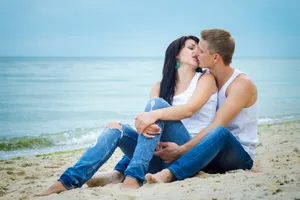 Happy Couple Enjoying Tropical Beach Vacation