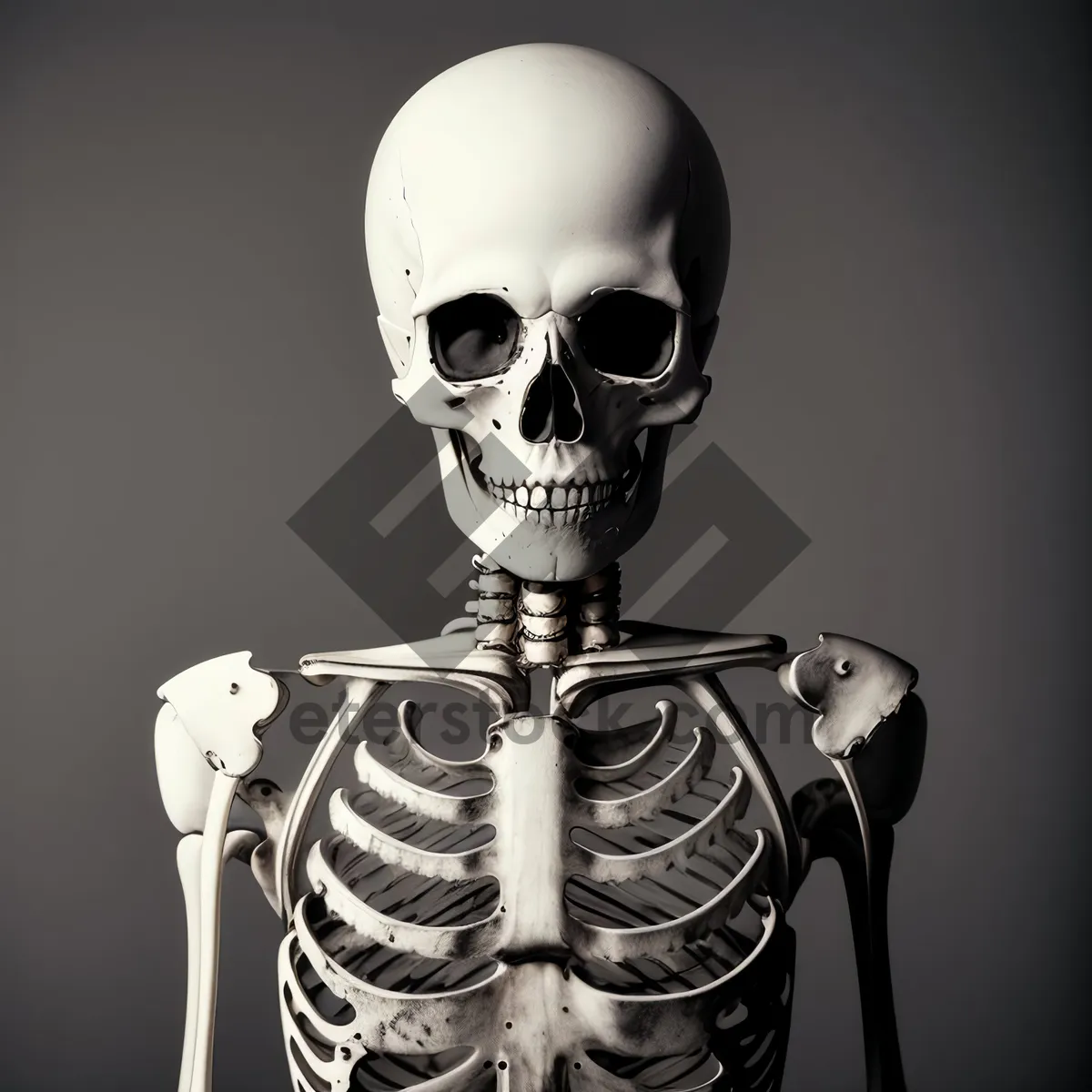 Picture of Male skeleton in spooky mask, 3D bust.