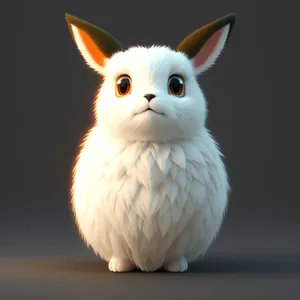 Cute White Bunny with Fluffy Ears