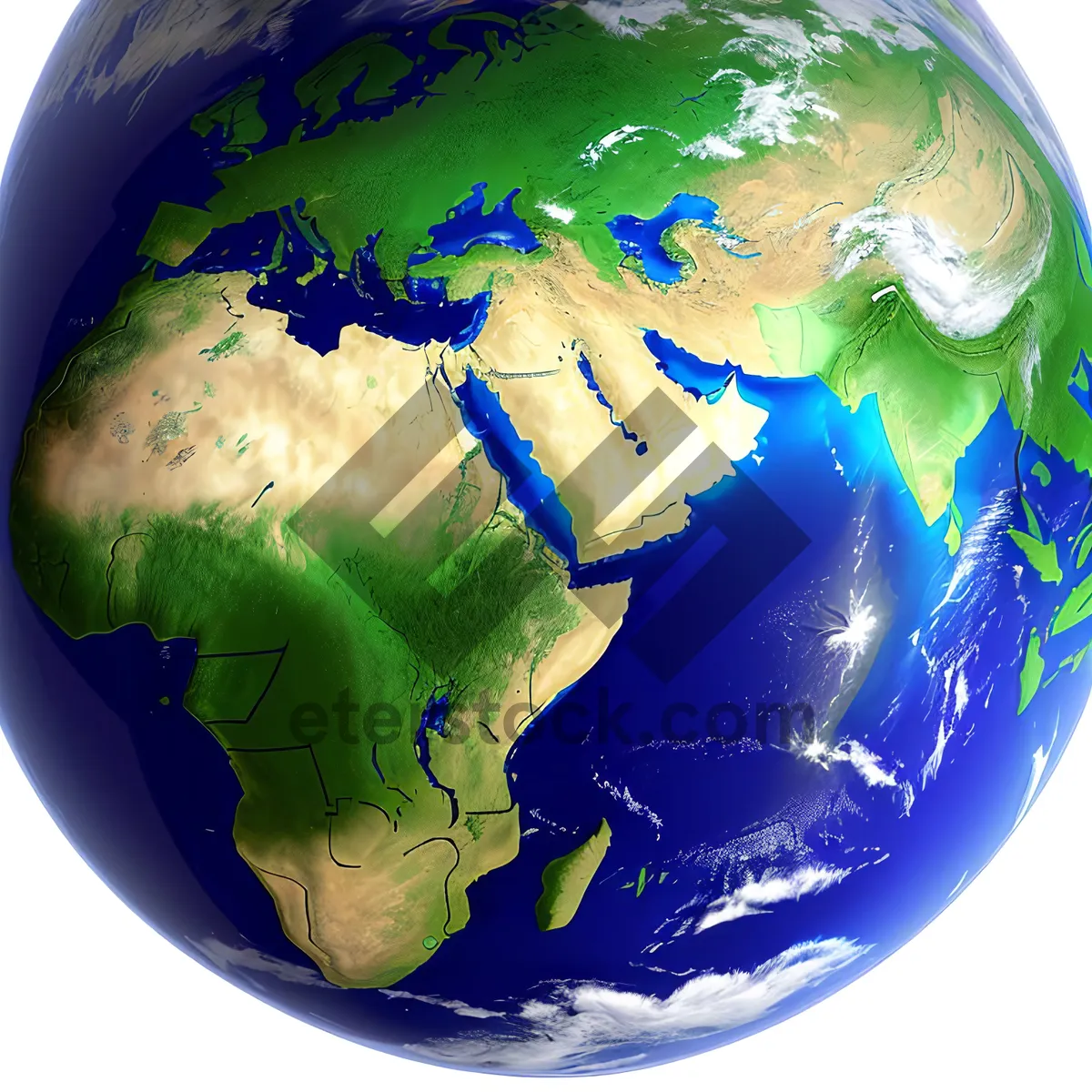 Picture of 3D Globe with Continents and Oceans