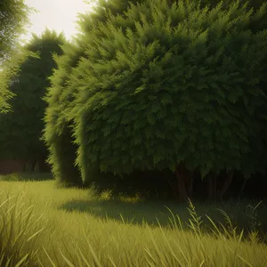 Serene Willow Field Under Summer Sky