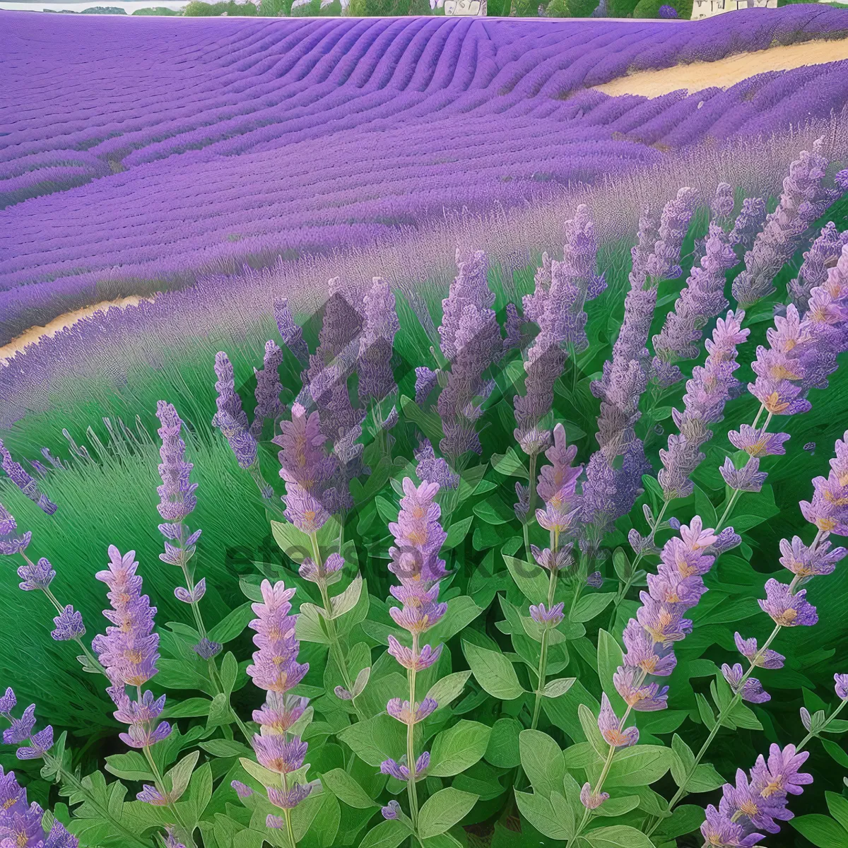 Picture of Blooming Purple Hyssop In Meadow